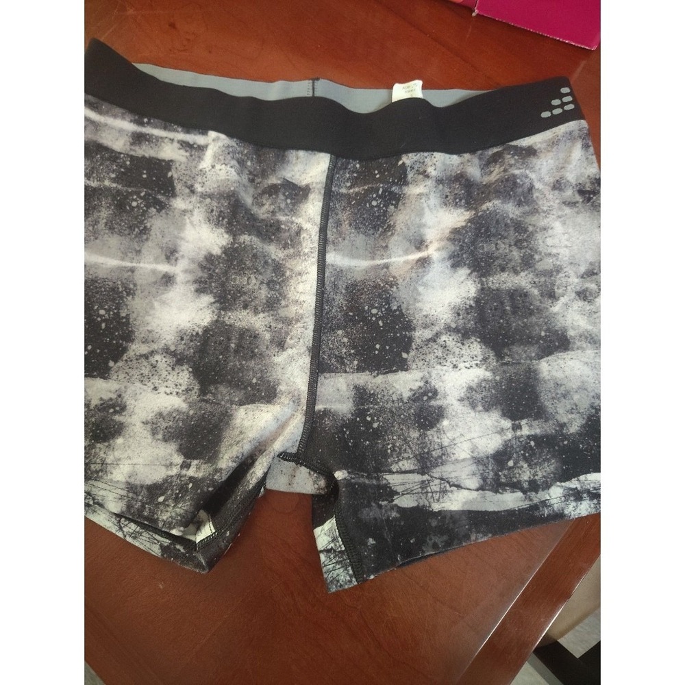 BCG Tru-Wick Womens Compression Shorts‎ Black White Splatter Print Size Large